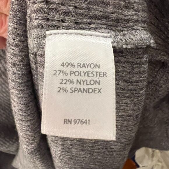 J. Jill Wearever Collection Boxy Drop Shoulder Top Sz Large Waffle Weave Gray - Picture 8 of 12